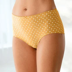 Slip En Shorty<Blancheporte Katoenen maxislip met grafische print - set van 4 zwart / honing