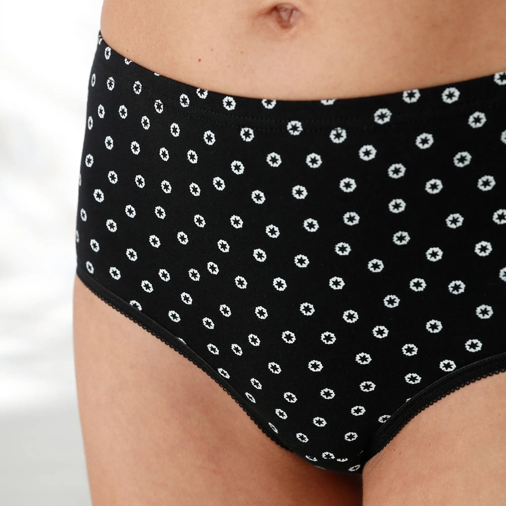 Slip En Shorty<Blancheporte Katoenen maxislip met stippenprint - set van 7 wit + zwart