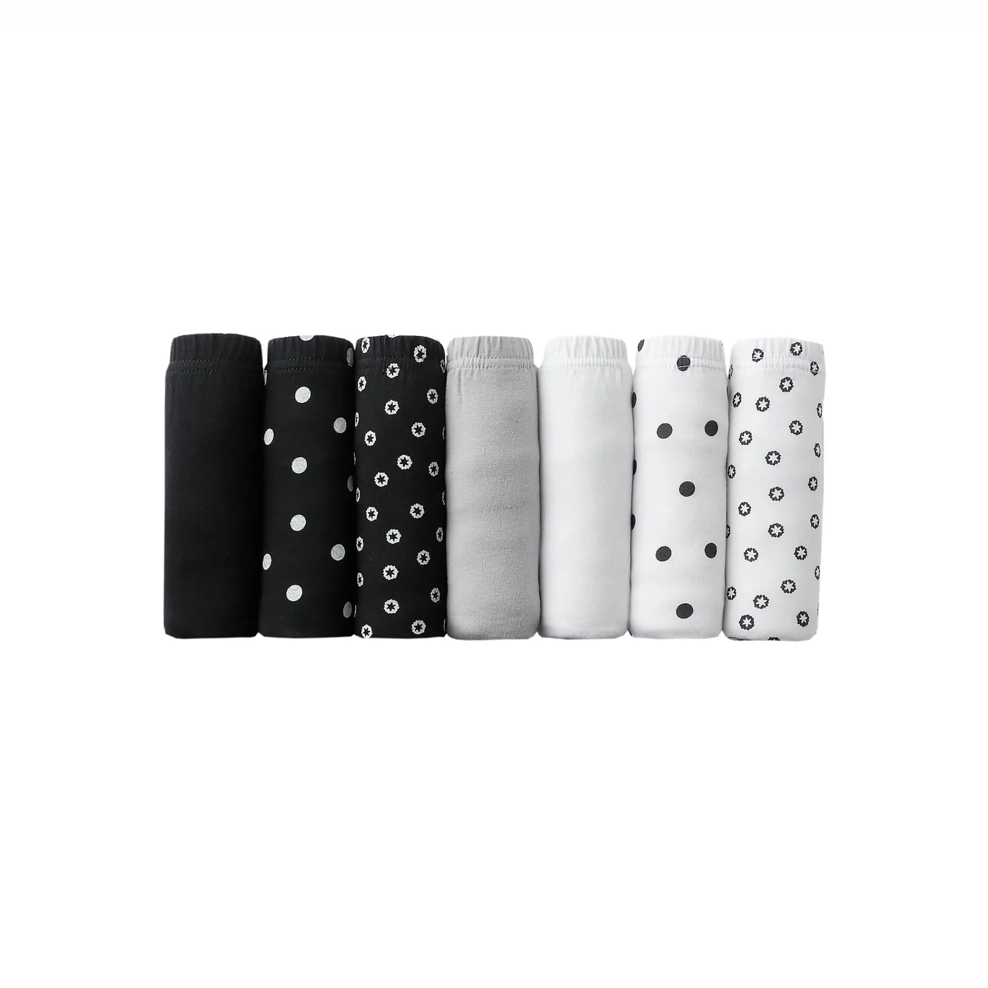 Slip En Shorty<Blancheporte Katoenen maxislip met stippenprint - set van 7 wit + zwart
