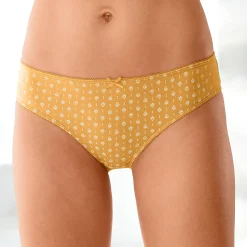 Slip En Shorty<Blancheporte Katoenen midislip met grafische print - set van 4 zwart / honing
