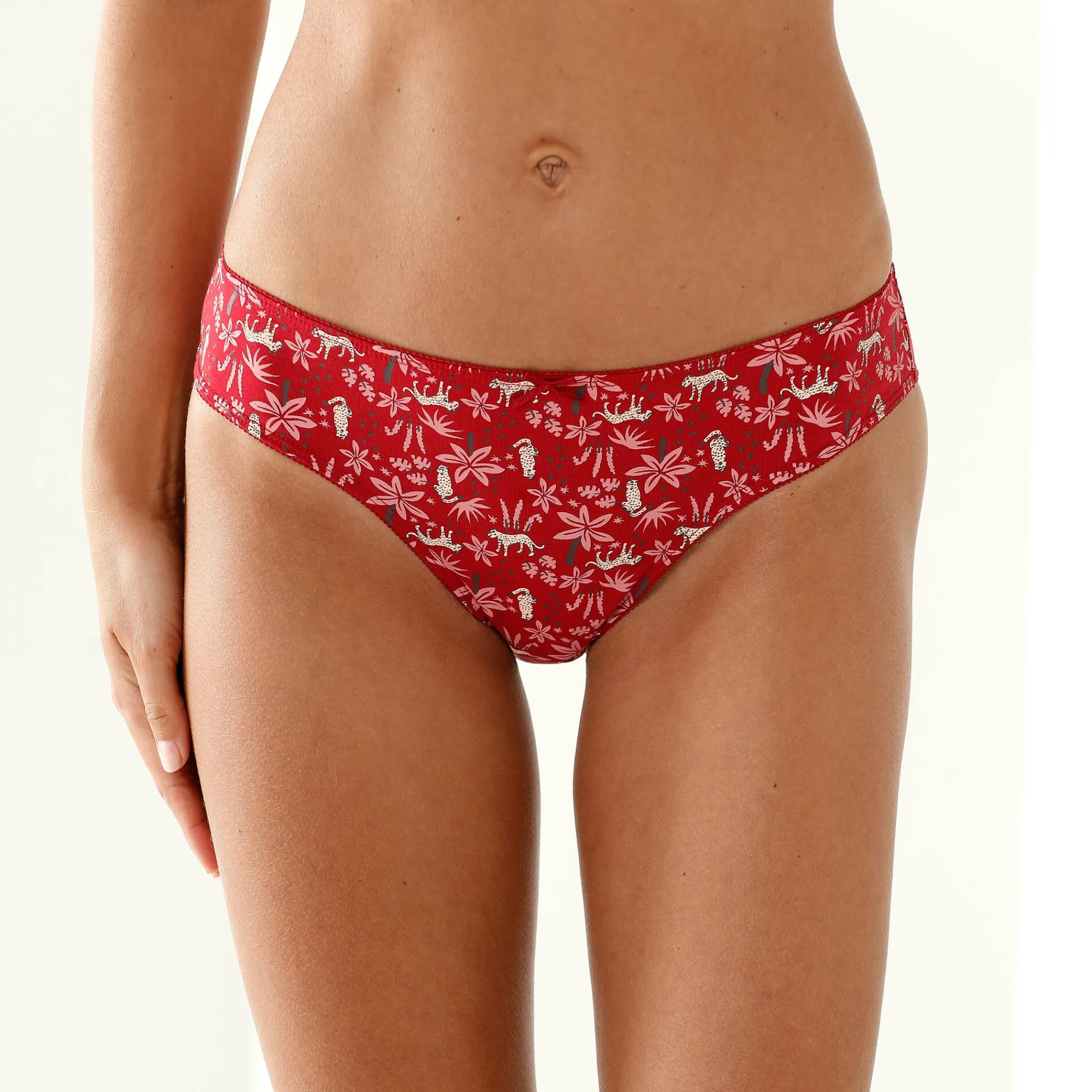 Slip En Shorty<Blancheporte Katoenen midislip met "panter" print - Set van 4 rood