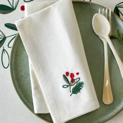 Feesttafel|Servet<Blancheporte Katoenen servet met borduursel - set van 3 naturel