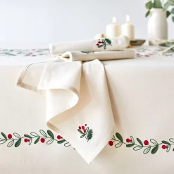 Feesttafel|Servet<Blancheporte Katoenen servet met borduursel - set van 3 naturel