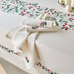 Feesttafel|Servet<Blancheporte Katoenen servet met borduursel - set van 3 naturel