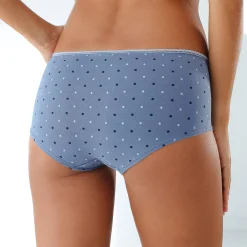 Slip En Shorty<Blancheporte Katoenen shorty met geassorteerde bloemetjesmotieven - Set van 4 blauw / jeans