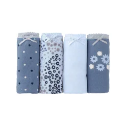 Slip En Shorty<Blancheporte Katoenen shorty met geassorteerde bloemetjesmotieven - Set van 4 blauw / jeans