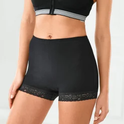 Slip En Shorty<Blancheporte Katoenen shorty met kant - set van 2 zwart
