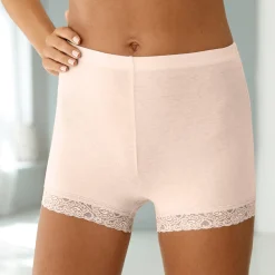 Slip En Shorty<Blancheporte Katoenen shorty met kant - set van 2 huidkleur