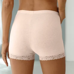 Slip En Shorty<Blancheporte Katoenen shorty met kant - set van 2 huidkleur