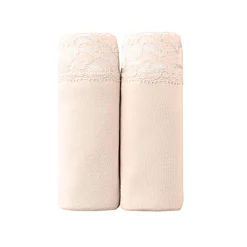 Slip En Shorty<Blancheporte Katoenen shorty met kant - set van 2 huidkleur