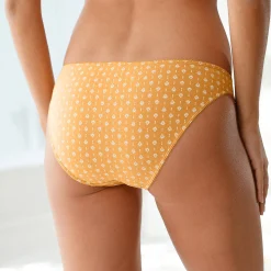 Slip En Shorty<Blancheporte Katoenen slip met grafische print - set van 4 zwart / honing