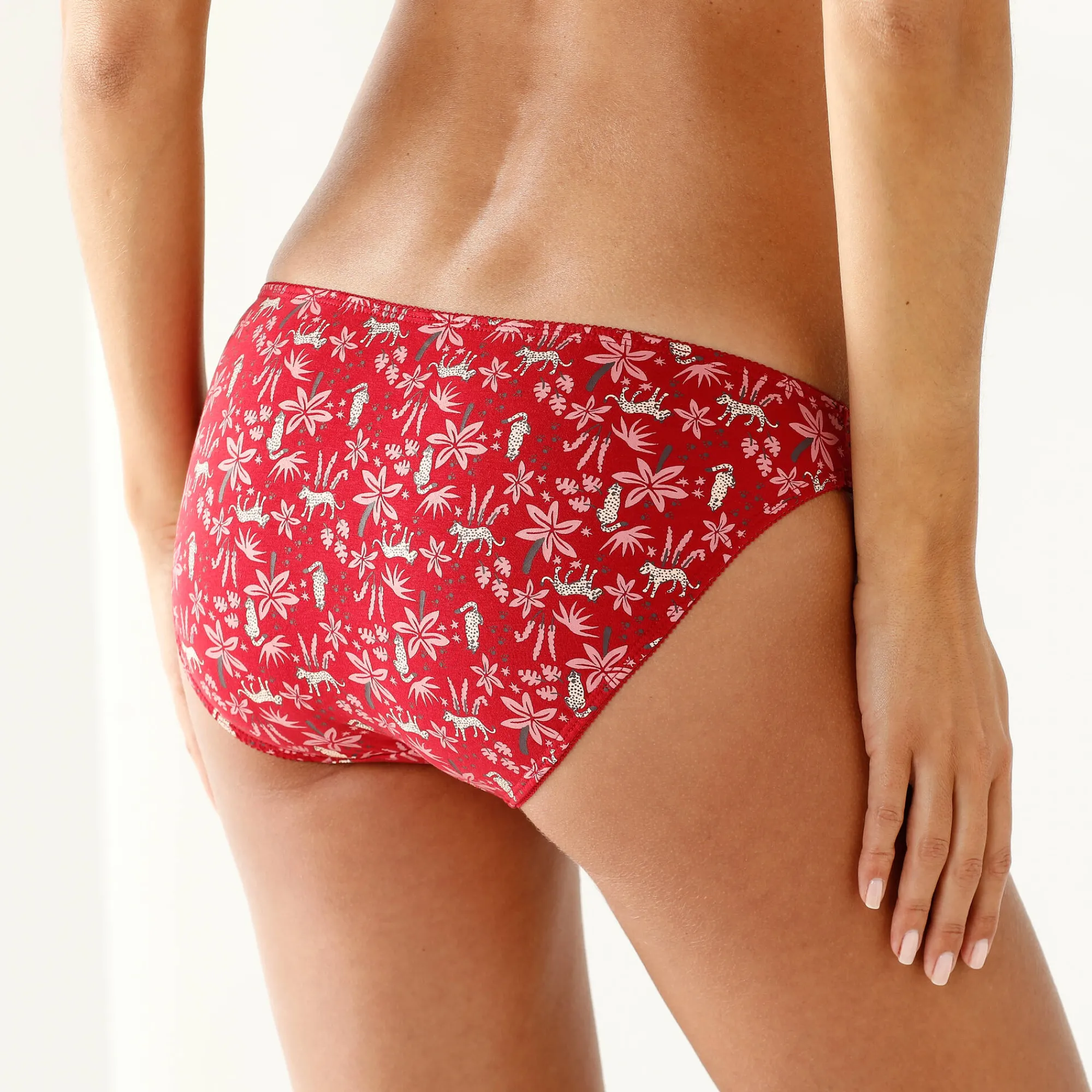 Slip En Shorty<Blancheporte Katoenen slip met "panter" print - Set van 4 rood