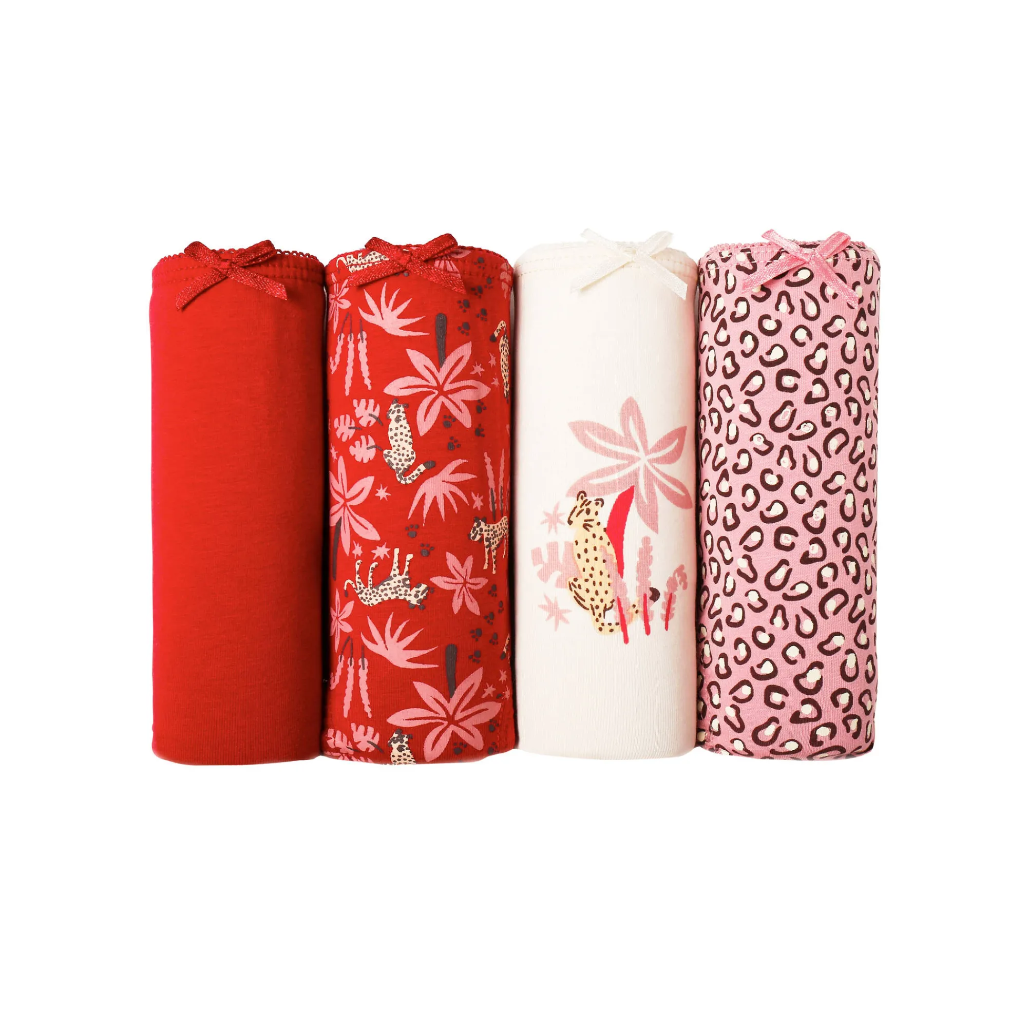 Slip En Shorty<Blancheporte Katoenen slip met "panter" print - Set van 4 rood