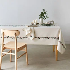 Feesttafel|Tafellaken En Tafelloper<Blancheporte Katoenen tafellaken met blaadjesprint naturel