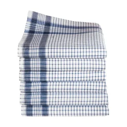 Zakdoeken<Blancheporte Katoenen zakdoeken met ingeweven ruitmotief - set van 12 wit / blauw