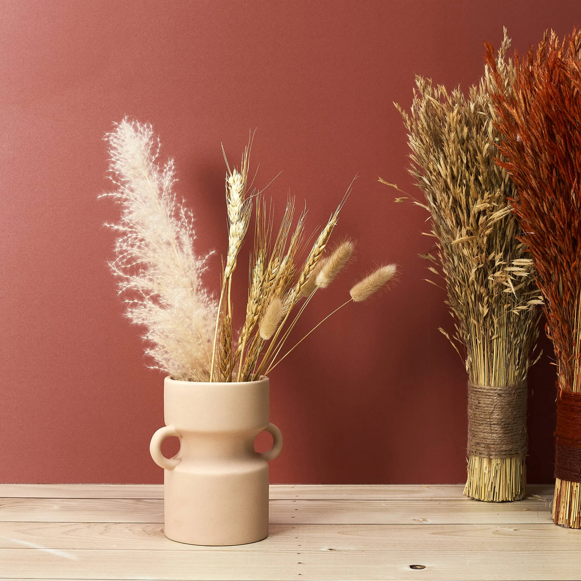 Decoratieartikel<Blancheporte Keramische vaas met 2 oren, hoogte 15,5 cm aarde