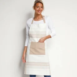 Schorten<Blancheporte Keukenschort in voorschootmodel, grote ruitenmotief beige