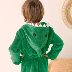 Badjas|Handdoek En Badlaken Kids<Blancheporte Kinderbadjas met capuchon, personaliseerbaar, dinosaurus, microvezel. groen
