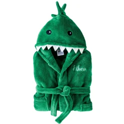 Badjas|Handdoek En Badlaken Kids<Blancheporte Kinderbadjas met capuchon, personaliseerbaar, dinosaurus, microvezel. groen