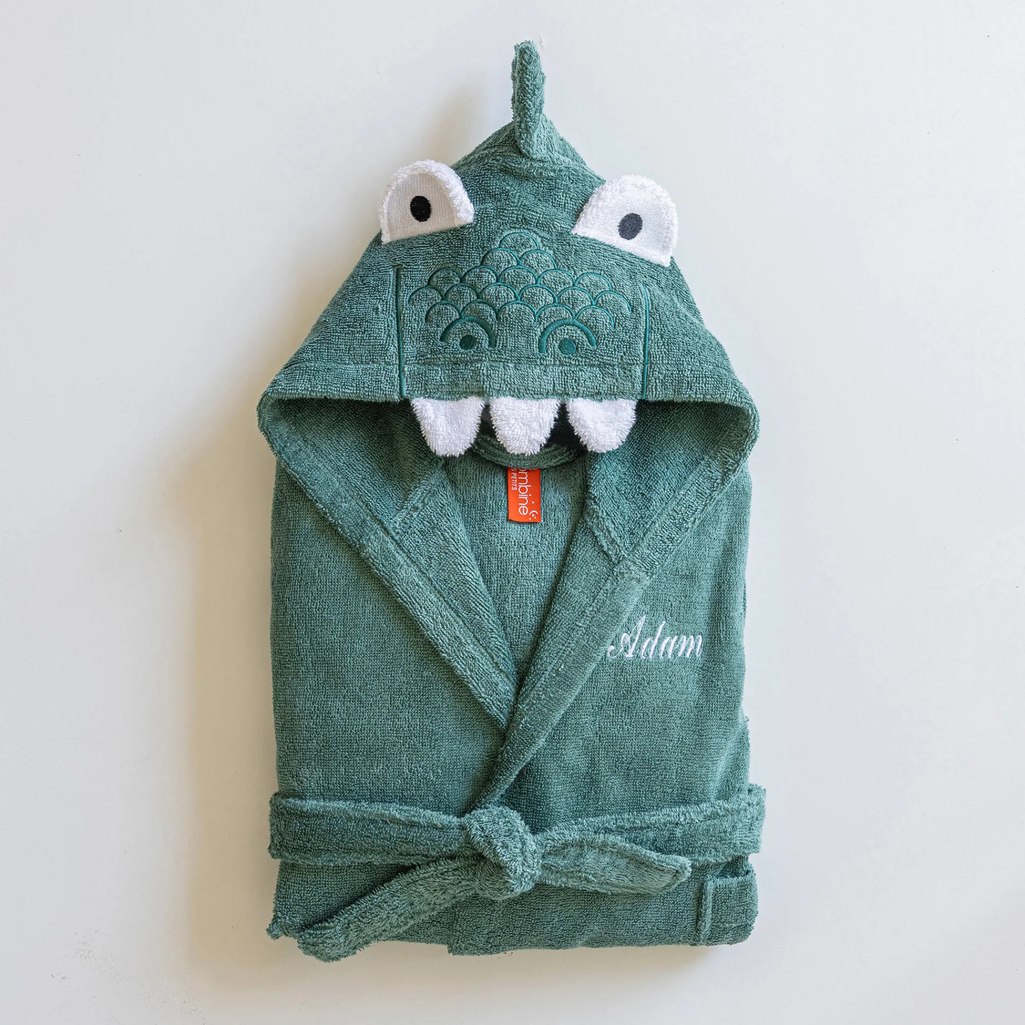 Badjas|Handdoek En Badlaken Kids<Colombine des petits Kinderbadjas met dinosaurusmotief en kap, personaliseerbaar - 340 g/m² eucalyptus