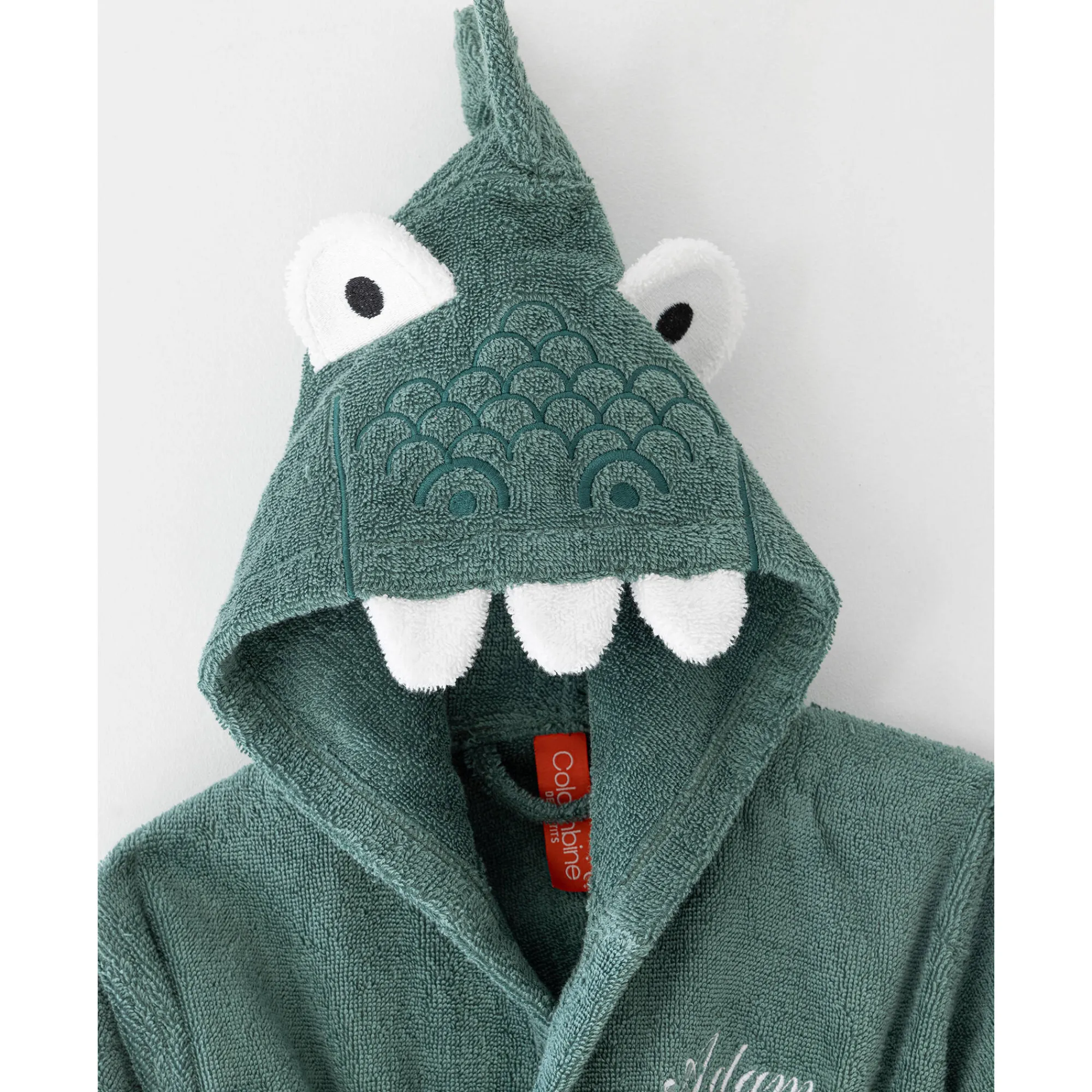 Badjas|Handdoek En Badlaken Kids<Colombine des petits Kinderbadjas met dinosaurusmotief en kap, personaliseerbaar - 340 g/m² eucalyptus