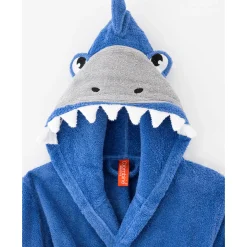 Badjas|Handdoek En Badlaken Kids<Colombine des petits Kinderbadjas met haaiennmotief en kap, personaliseerbaar - 340 g/m² felblauw