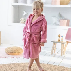 Badjas|Handdoek En Badlaken Kids<Blancheporte Kinderbadjas met kap en eenhoornmotief in microvezel, personaliseerbaar roze