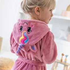 Badjas|Handdoek En Badlaken Kids<Blancheporte Kinderbadjas met kap en eenhoornmotief in microvezel, personaliseerbaar roze