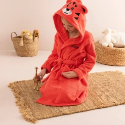 Badjas|Handdoek En Badlaken Kids<Colombine des petits Kinderbadjas met tijgermotief en kap, personaliseerbaar koraal