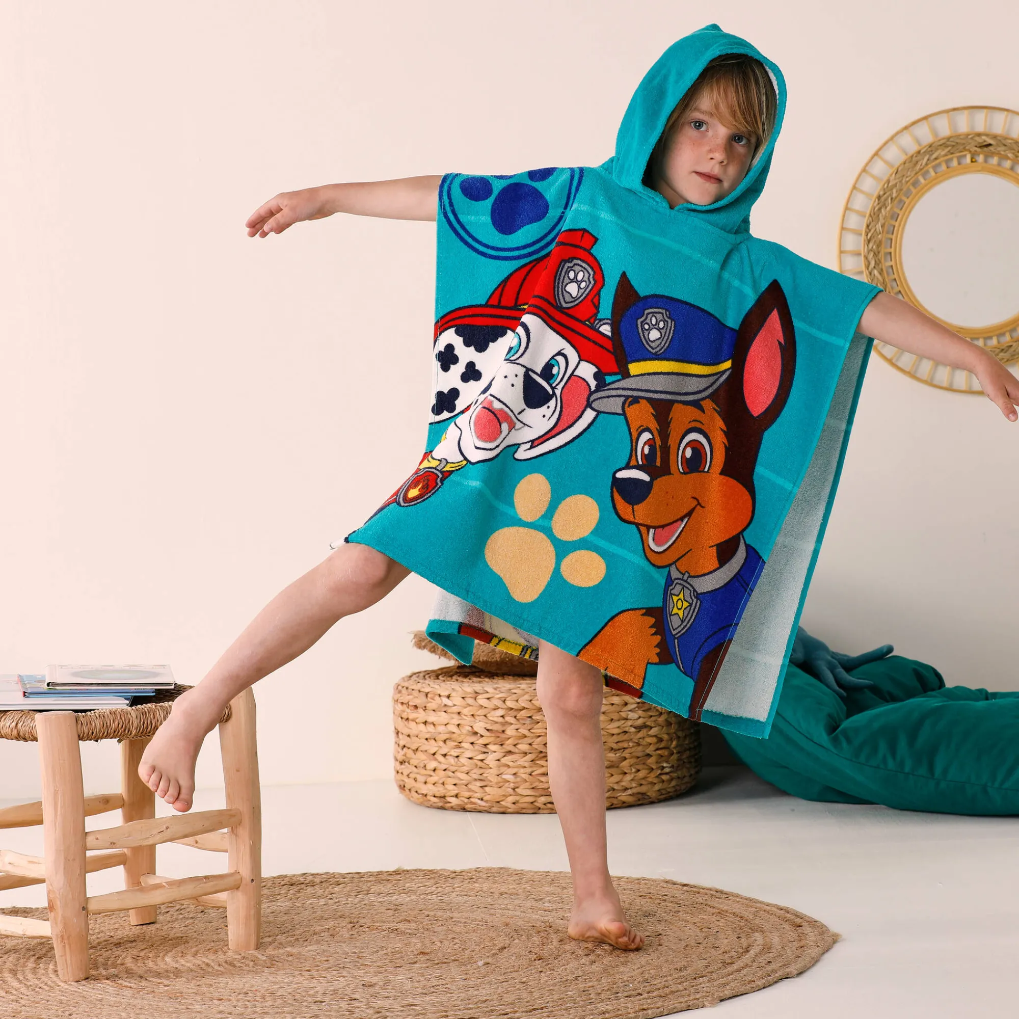 Badjas|Handdoek En Badlaken Kids<Patpatrouille Kinderbadponcho Paw Patrol®, katoenen badstof en velours - 320g/m2 smaragd