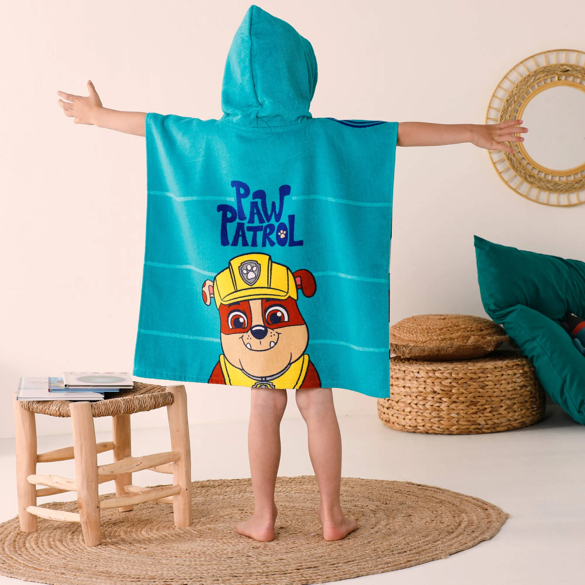 Badjas|Handdoek En Badlaken Kids<Patpatrouille Kinderbadponcho Paw Patrol®, katoenen badstof en velours - 320g/m2 smaragd