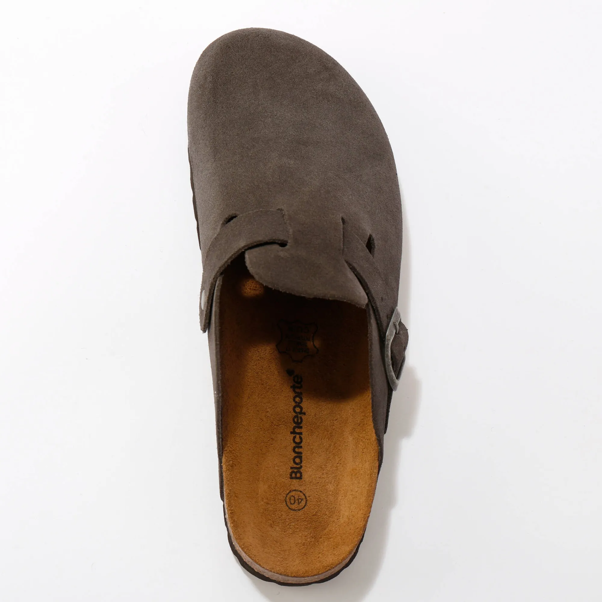 Schoenen|Schoenen Heren<Blancheporte Klompen in splitleer, LWG-certificering grijs