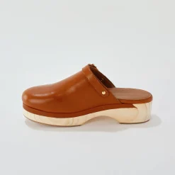 Muiltjes En Klompen|Sandalen En Espadrilles<Blancheporte Klompen met hak, in leer en hout karamel