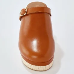 Muiltjes En Klompen|Sandalen En Espadrilles<Blancheporte Klompen met hak, in leer en hout karamel