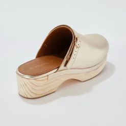 Muiltjes En Klompen|Sandalen En Espadrilles<Blancheporte Klompen met hak, in leer en hout goudkleurig