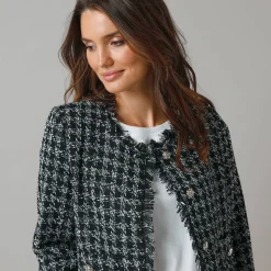 Jas En Mantel<Lora Zellini Kort jasje in tweed zwart / ecru