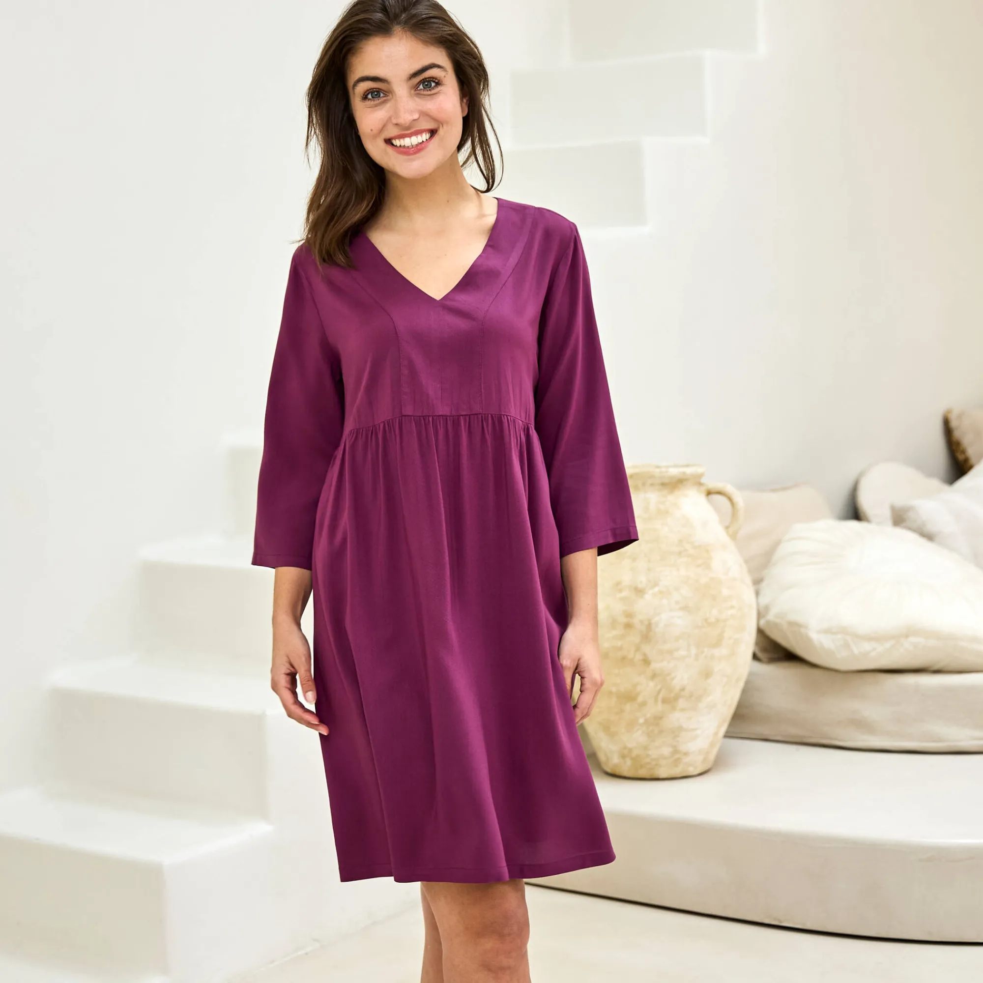 Nachthemd<Blancheporte Kort nachthemd in viscose pruim