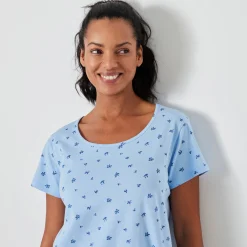 Nachthemd<Blancheporte Kort nachthemd met bloemenprint gletsjerblauw