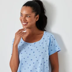 Nachthemd<Blancheporte Kort nachthemd met bloemenprint gletsjerblauw