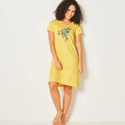 Nachthemd<Blancheporte Kort nachthemd met bloemenprint geel
