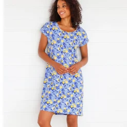 Nachthemd<Blancheporte Kort nachthemd met citroenprint - set van 2 blauw + saffraangeel