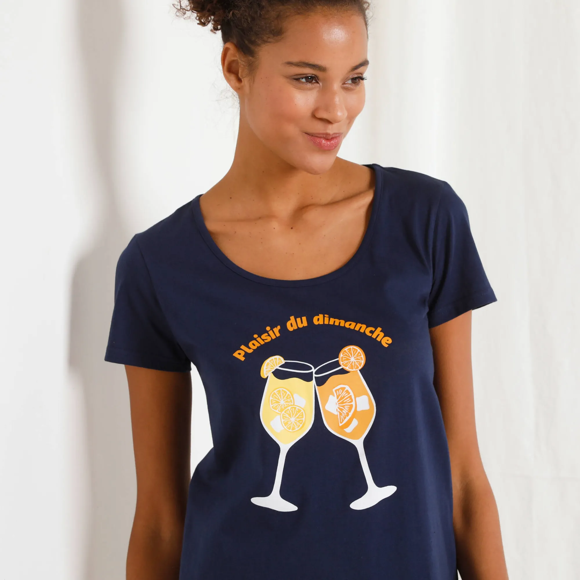 Nachthemd<Blancheporte Kort nachthemd met 'cocktail' print marine