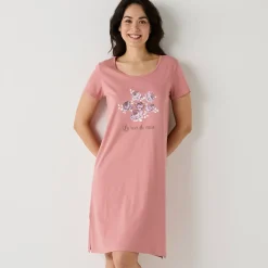 Nachthemd<Blancheporte Kort nachthemd met korte mouwen roze