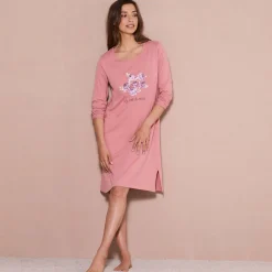 Nachthemd<Blancheporte Kort nachthemd met lange mouwen roze