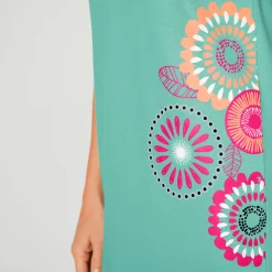 Nachthemd<Blancheporte Kort nachthemd met rozettenprint laguneblauw