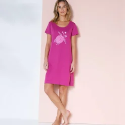 Nachthemd<Blancheporte Kort nachthemd met schildpadprint framboos