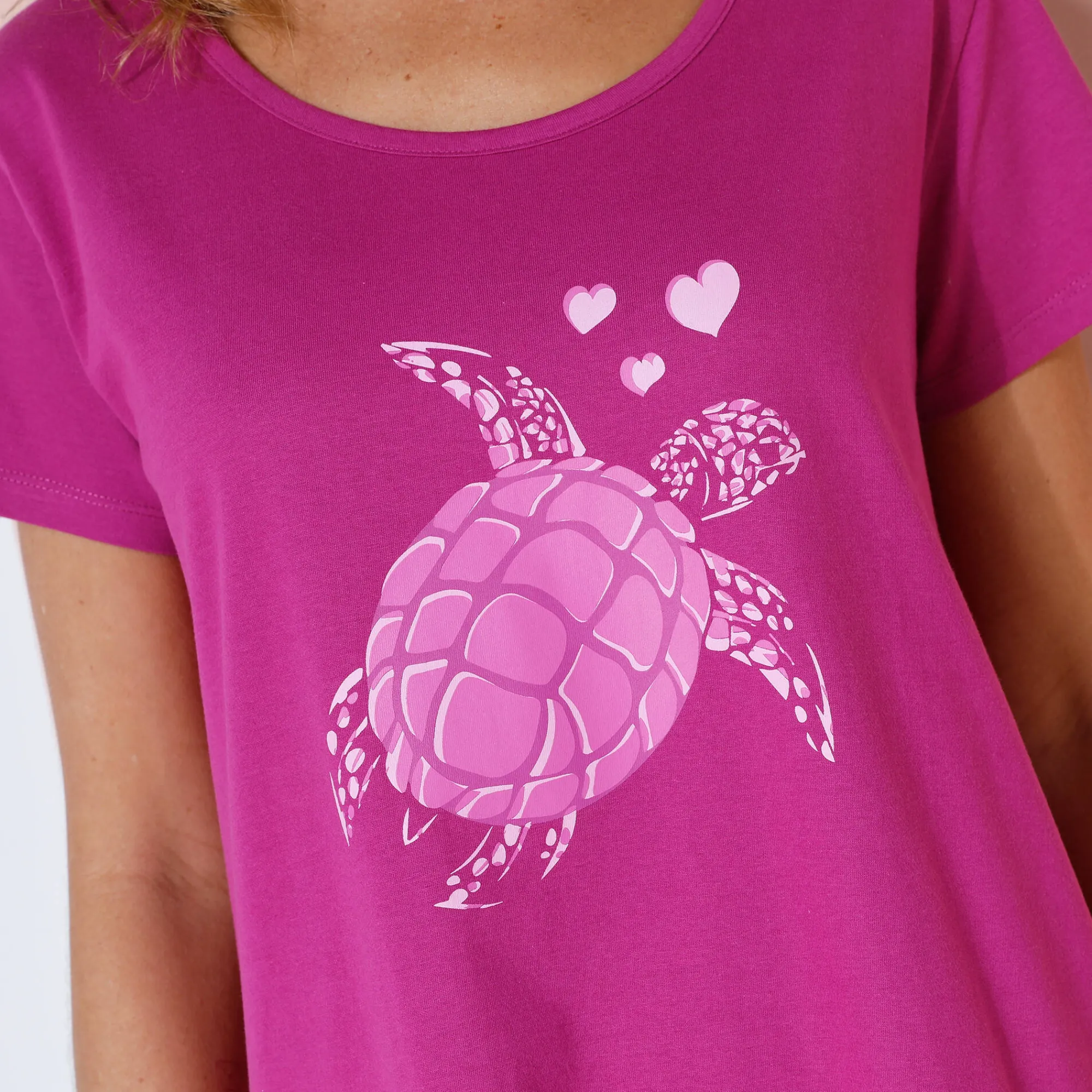 Nachthemd<Blancheporte Kort nachthemd met schildpadprint framboos