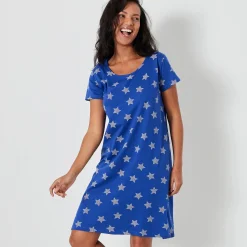 Nachthemd<Blancheporte Kort nachthemd met sterrenprint felblauw
