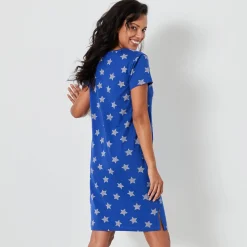 Nachthemd<Blancheporte Kort nachthemd met sterrenprint felblauw
