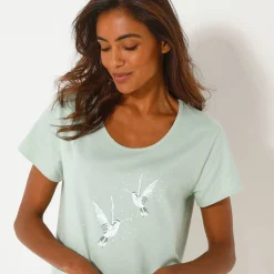 Nachthemd<Blancheporte Kort nachthemd met vogelprint linde